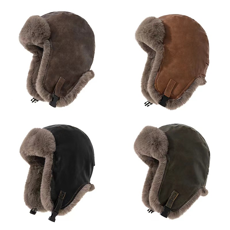 Winter Trapper Hat - قبعة شتوية رجالية من الجلد بتصميم