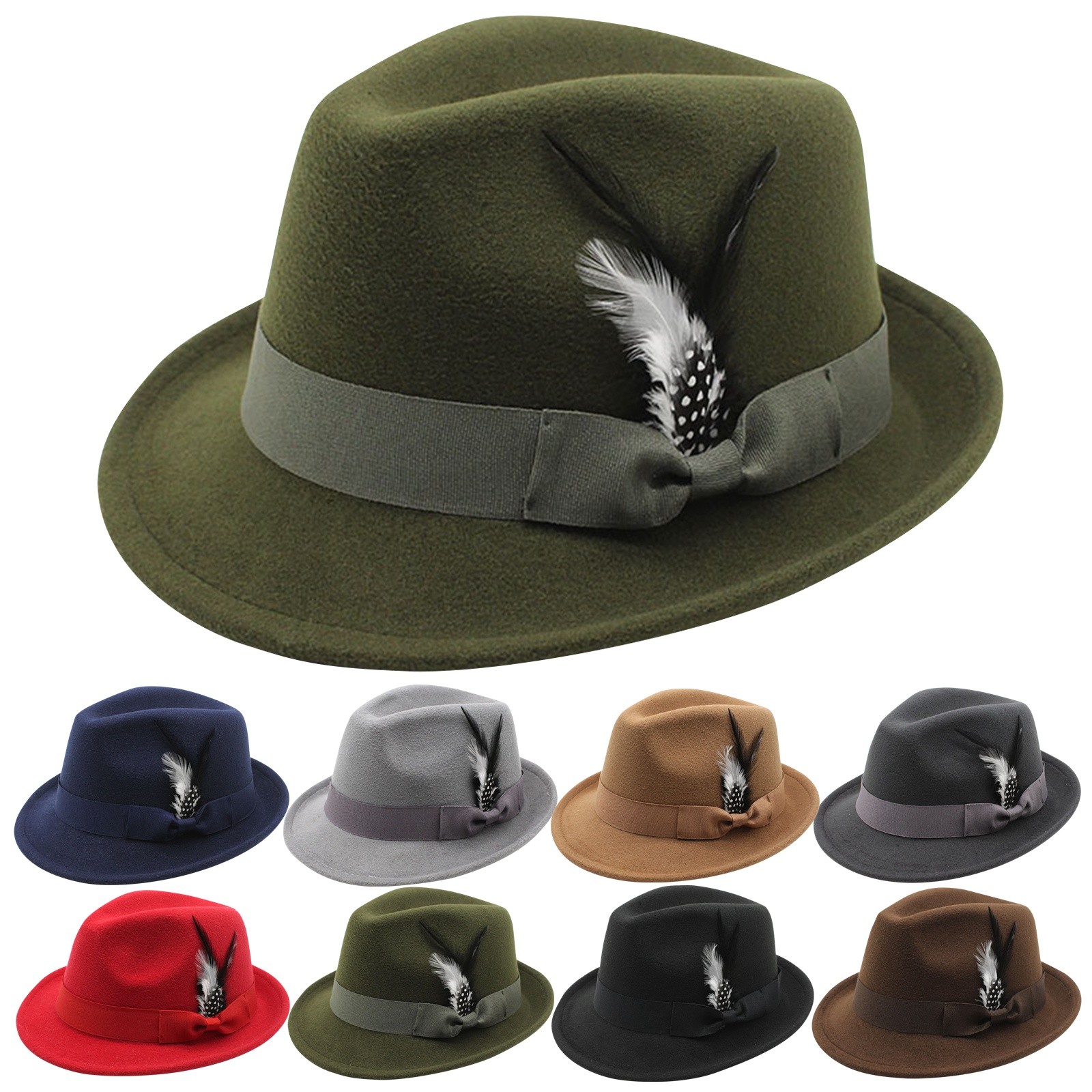 Fedora Hat Wool - قبعة فيدورا كلاسيكية للنساء والرجال، قبعة