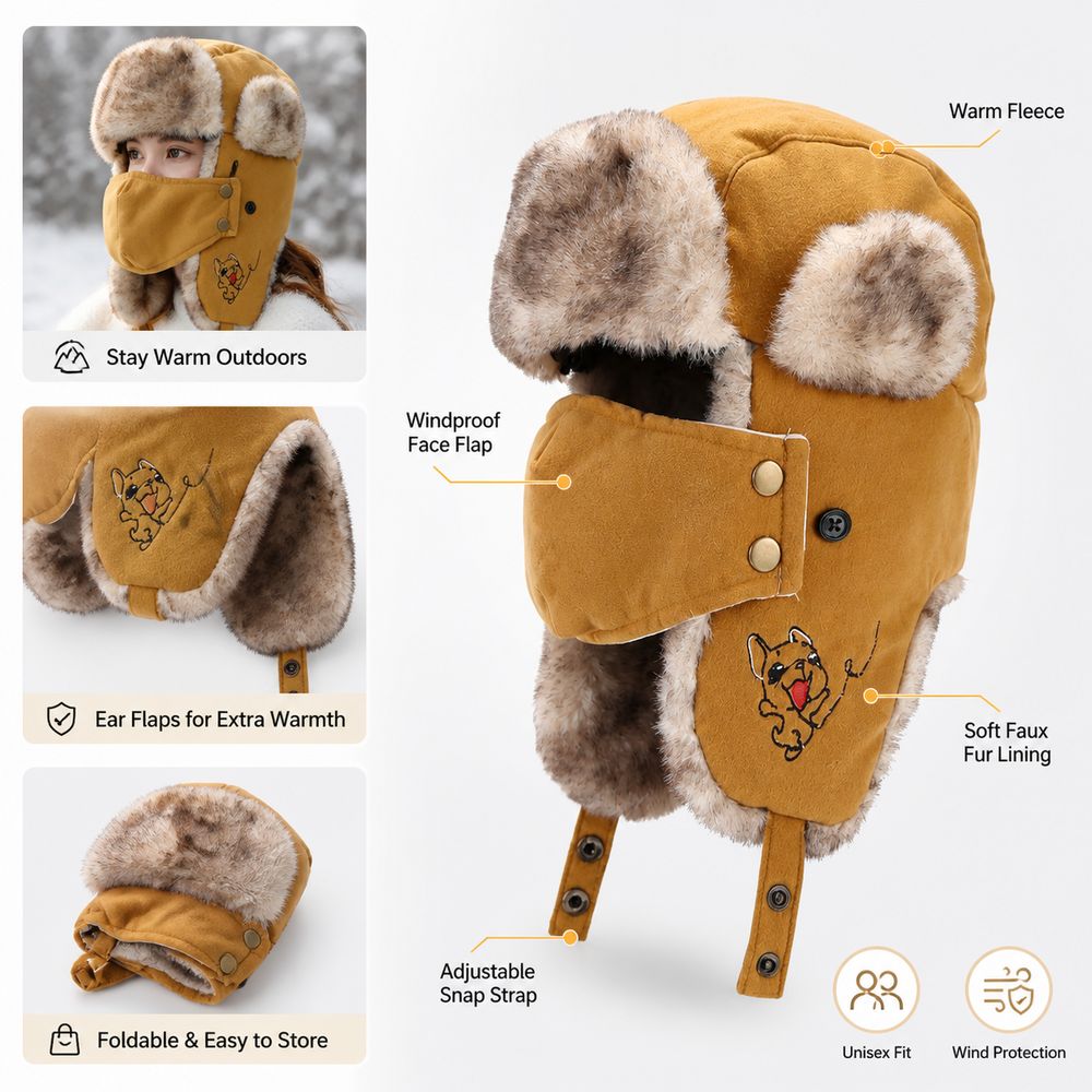 قبعة تراپر جديدة مبطنة بالفرو  - مراجعة Winter Trapper Hat وسعره